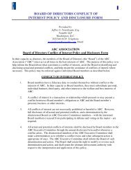 board of directors conflict of interest policy and disclosure form