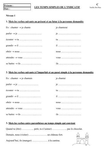 Les temps simples (exercices niveau1) .pdf - Nono l'instit