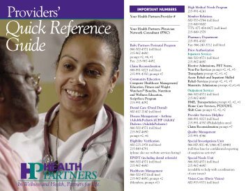 Providers' Quick Reference Guide - Health Partners