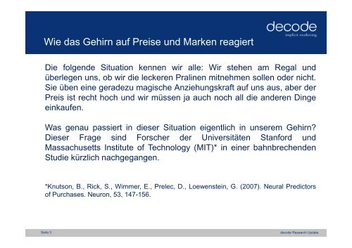 german PDF - Science Update - decode Marketingberatung