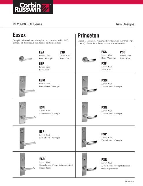 ML20900 ECL Series - Access Hardware Supply