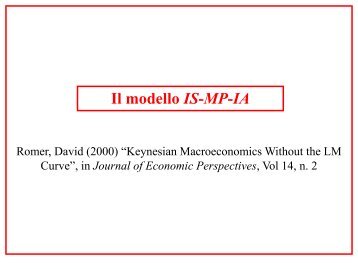 Il modello di Romer (IS-MP-IA) - Docente.unicas.it