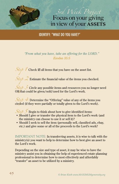 40 Day Generous Life Bible devotional - Kluth.org