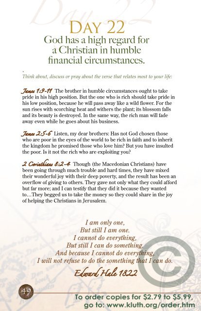 40 Day Generous Life Bible devotional - Kluth.org
