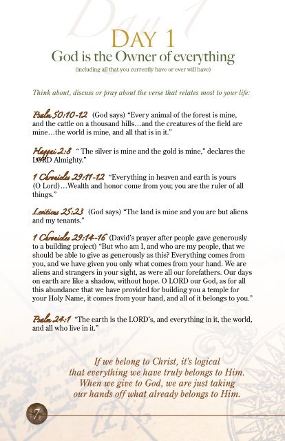 40 Day Generous Life Bible devotional - Kluth.org