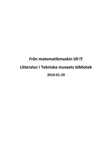 LÃ¤s fÃ¶rteckningen Ã¶ver museets datorlitteratur - Tekniska museet