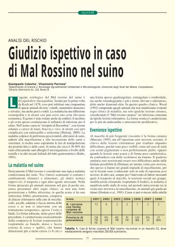 Giudizio ispettivo in caso di Mal Rossino nel suino - SIVeMP