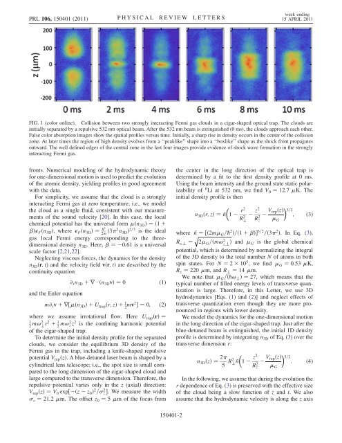 Observation of Shock Waves in a Strongly Interacting ... - Physics