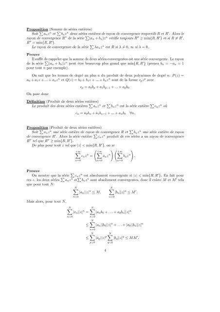 Séries enti`eres, fonctions holomorphes - Institut de mathématiques ...