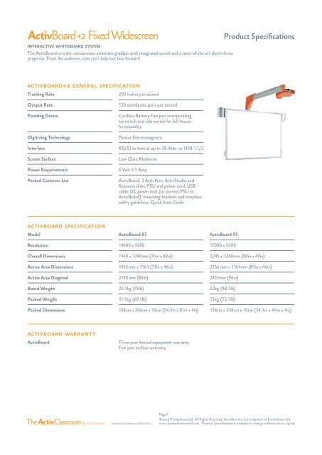 ActivBoard+2 Fixed Widescreen SS 04-09-V1.1.indd - Promethean