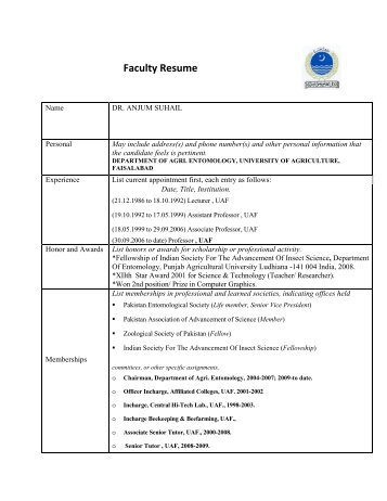 Faculty Resume Anjum Sohail