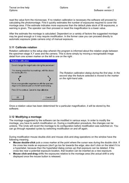 Tecnai on-line help manual -- Options - UT Southwestern