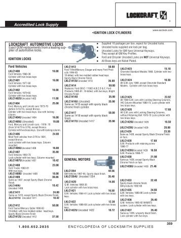 Accredited Lock Supply LOCKCRAFT AUTOMOTIVE LOCKS
