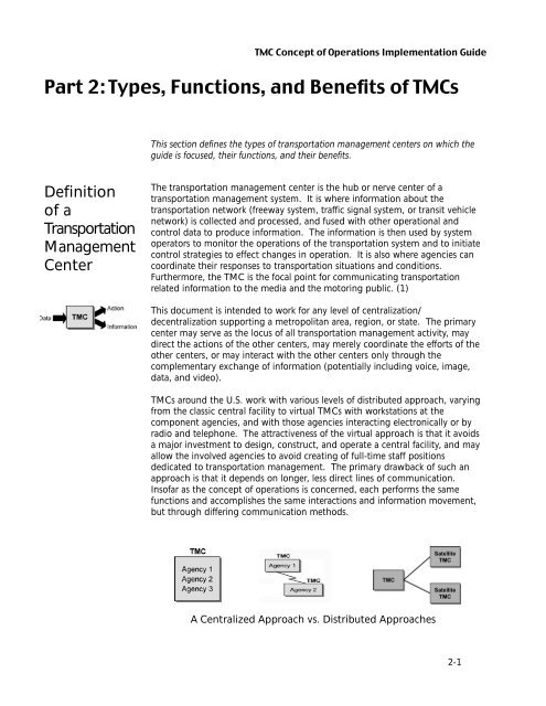 Transportation Management Center Concepts of Operations