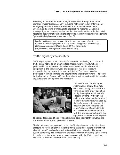 Transportation Management Center Concepts of Operations