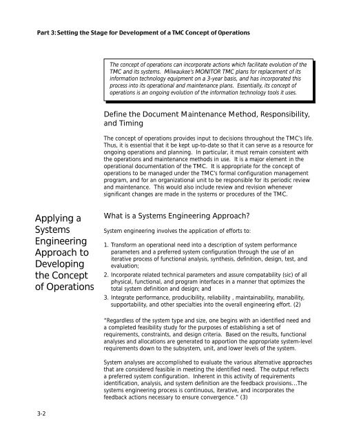 Transportation Management Center Concepts of Operations