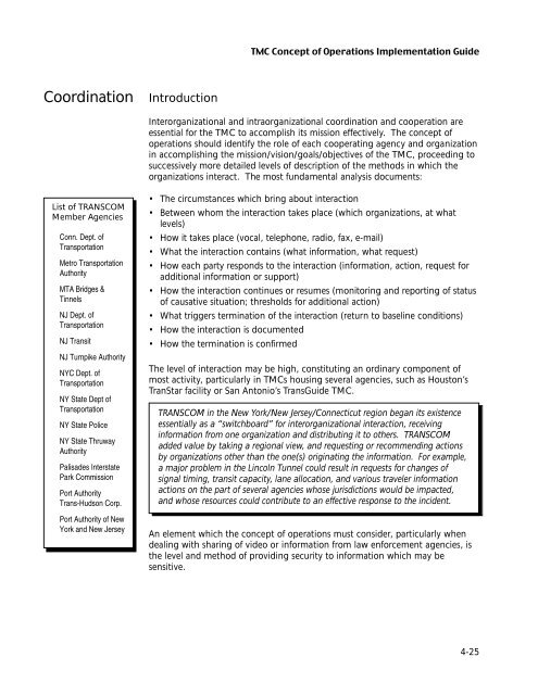 Transportation Management Center Concepts of Operations