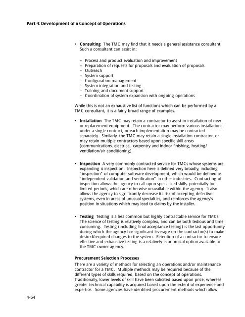 Transportation Management Center Concepts of Operations