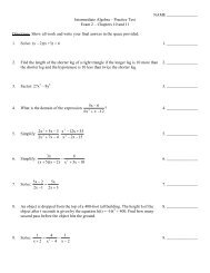 Intermediate Algebra â Practice Test Exam 2