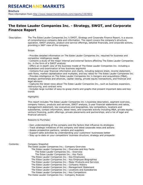 Survey on the Estée Lauder Companies Inc. Brand Awareness and the