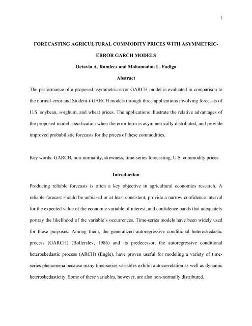 forecasting agricultural commodity prices with asymmetric-error ...