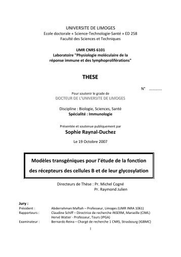 Modèles transgéniques pour l'étude de la fonction ... - Epublications