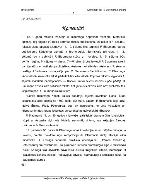 KomentÄri - LU PedagoÄ£ijas, psiholoÄ£ijas un mÄkslas fakultÄte