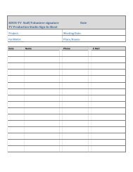 Staff/Volunteer Studio Sign-In Sheet - Richland College