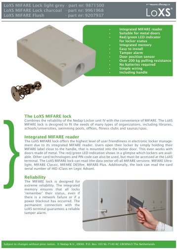 9871500-LoXS Mifare lock - Nedap LoXS