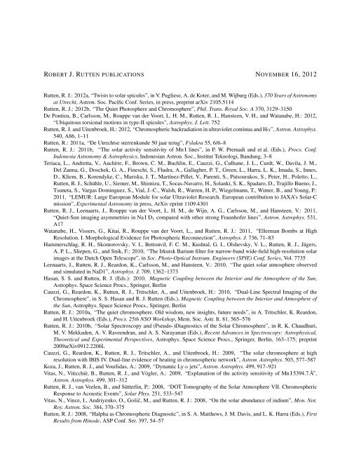 Publication list