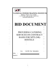 Tender for Catering Services - NPTI