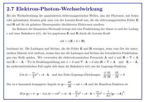 Quantenmechanik gebundener Atome - Institut für Theoretische Physik