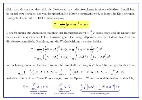 Quantenmechanik gebundener Atome - Institut für Theoretische Physik