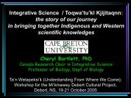 Integrative Science / Toqwa'tu'kl Kjijitaqnn: the story of our journey in ...
