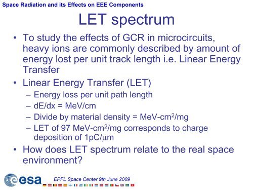 Space Radiation and its Effects on EEE Components