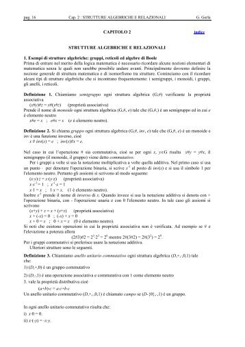 CAPITOLO 2 STRUTTURE ALGEBRICHE E RELAZIONALI 1 ... - DMI