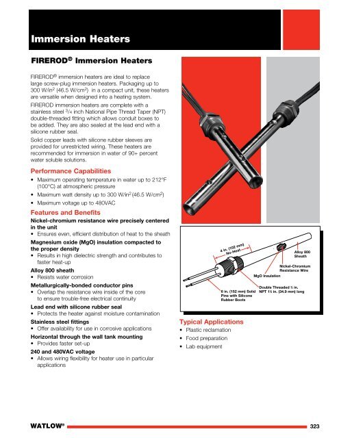 Heater Catalog (Section) - Immersion Heaters - Watlow