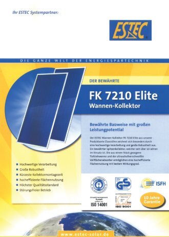 Flachkollektor FK 7210 Elite Flyer