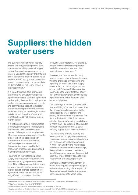 Sustainable Insight: Water Scarcity Ã¢Â€Â“ A dive into global ... - KPMG