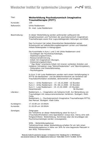 Dreiteilige Fortbildung PITT - Wieslocher Institut für