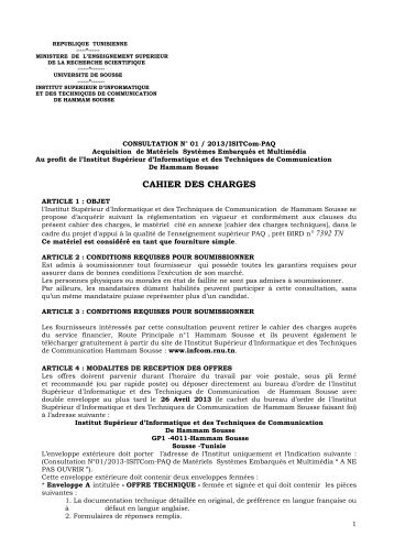 cahier des charges 1 - Institut Superieur d'Informatique et des ...