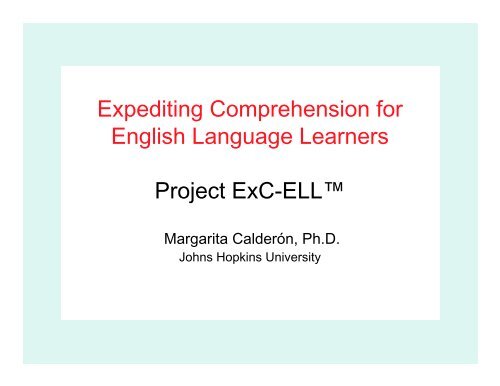 Expediting Comprehension for English Language Learners Project ...