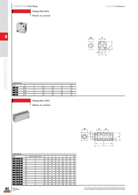 Camozzi pipe fittings series 2000 data sheet