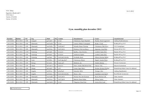 Mundtlig eksamensplan - VUC Aarhus