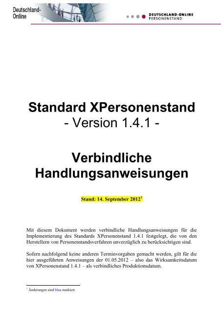 Verbindliche Handlungsanweisungen - XPersonenstand