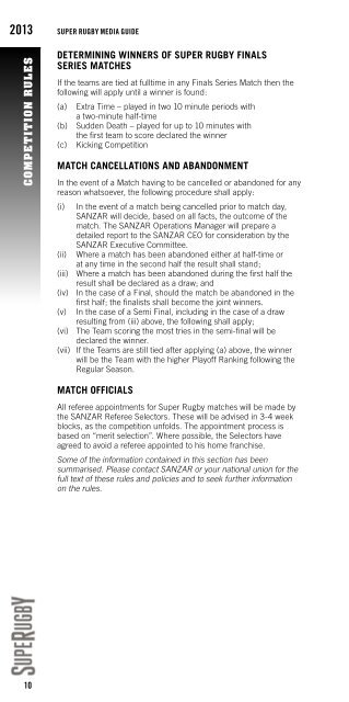 2013 Super Rugby Media Guide - SuperSport