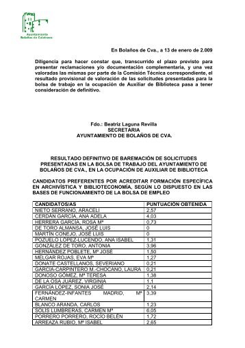 En Bolaños de Cva., a 13 de enero de 2.009 ... - web antigua