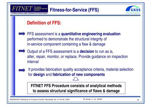 European FITNET Fitness-for-Service Procedure ... - Congrex
