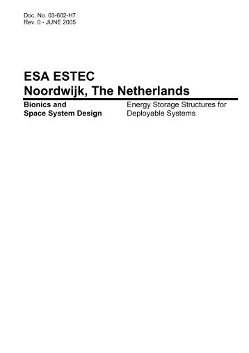 ESA ESTEC Noordwijk, The Netherlands Bionics and