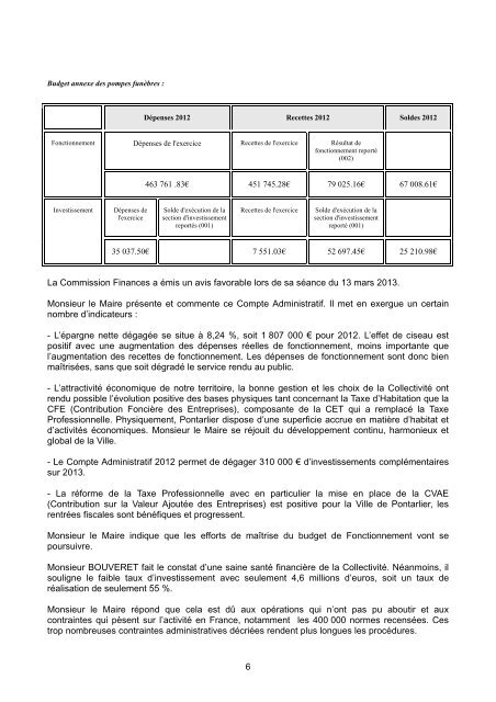 1 COMPTE-RENDU DE LA REUNION DU ... - Ville de Pontarlier